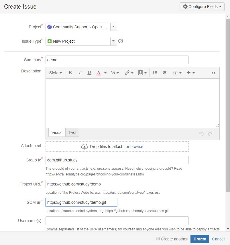 Create issue